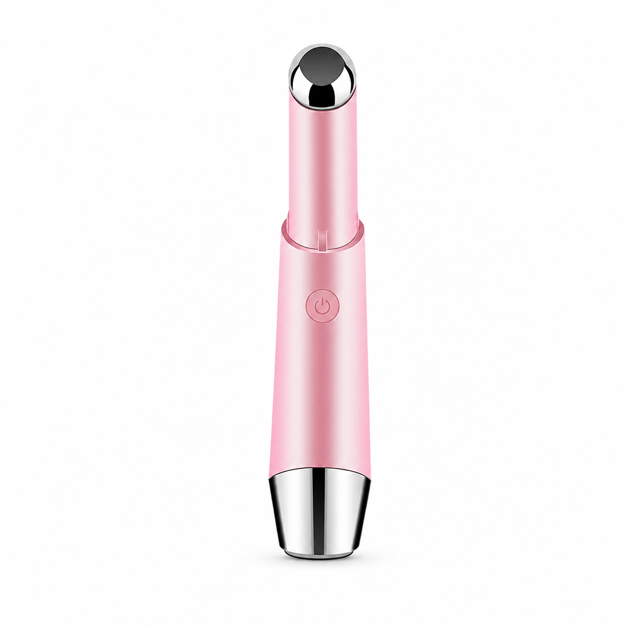 Pink and silver electronic device on a white background