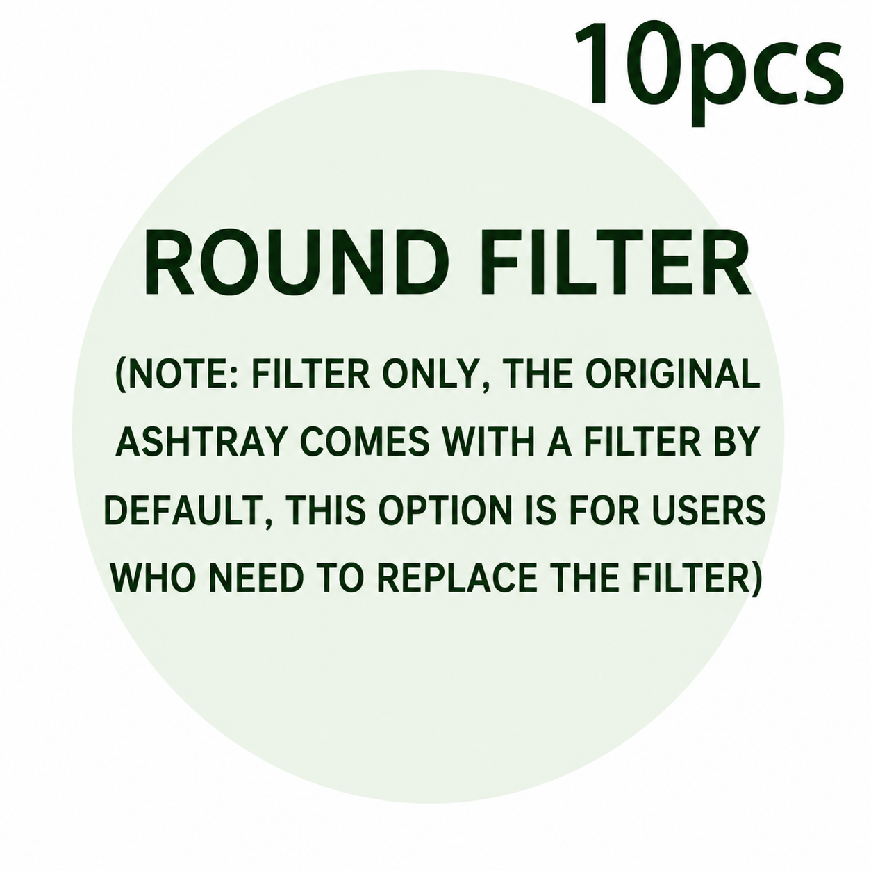 Round filter packaging with text indicating it is for replacement use only.