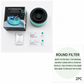Round filter for a self-extinguishing ashtray with packaging and accessories on a white background.