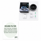Round filter packaging with an ashtray and filter box on a white background