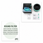 Round filter packaging with an ashtray and box on a white background