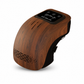 Wooden electronic device with a black screen on a white background