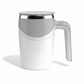White mug with a silver lid on a white background