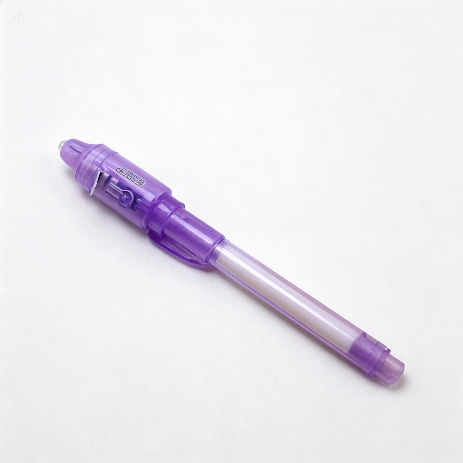 Purple highlighter pen on a white background
