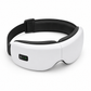 White eye mask with black strap on a white background