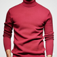 Red turtleneck sweater on a plain background