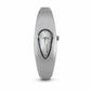Silver watch with a unique design on a white background
