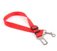 Rose Red dog leash with metal clip on a white background