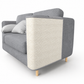 Gray sofa with a textured white panel on a white background