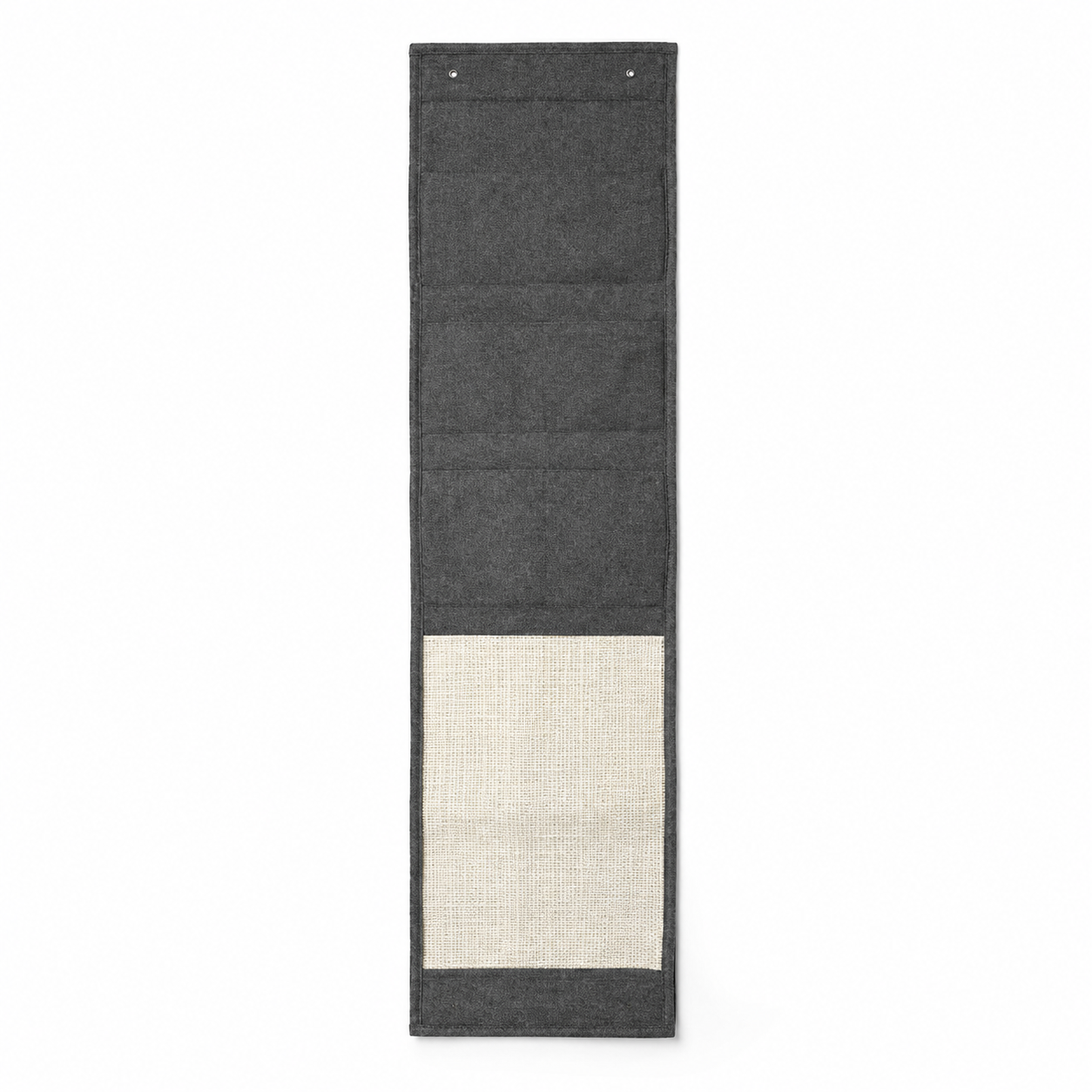 Yoga mat with gray top and white bottom on a white background