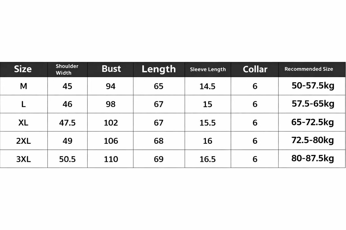Men's round neck stretch knit t-shirt - soft viscose for summer size chart showing measurements and recommended sizes.