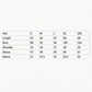 Size chart for clothing with measurements in centimeters.....