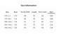 Size information table for clothing with measurements in centimeters.
