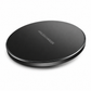 Black wireless charger on a white background