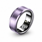 Smart ring with purple exterior and metallic interior on a white background