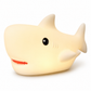 White shark-shaped toy with a red mouth on a white background