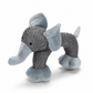 Plush toy elephant with textured pattern on a white background