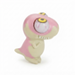 A small dinosaur-shaped novelty figure with a pink and cream body, featuring a large white eyeball with red veins and yellow iris on the forehead, standing on a white background.