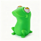 A bright green frog-shaped novelty object with two large white eyeballs protruding from the top, photographed on a clean white background.