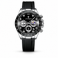 Luxury watch with black strap and detailed face on a white background