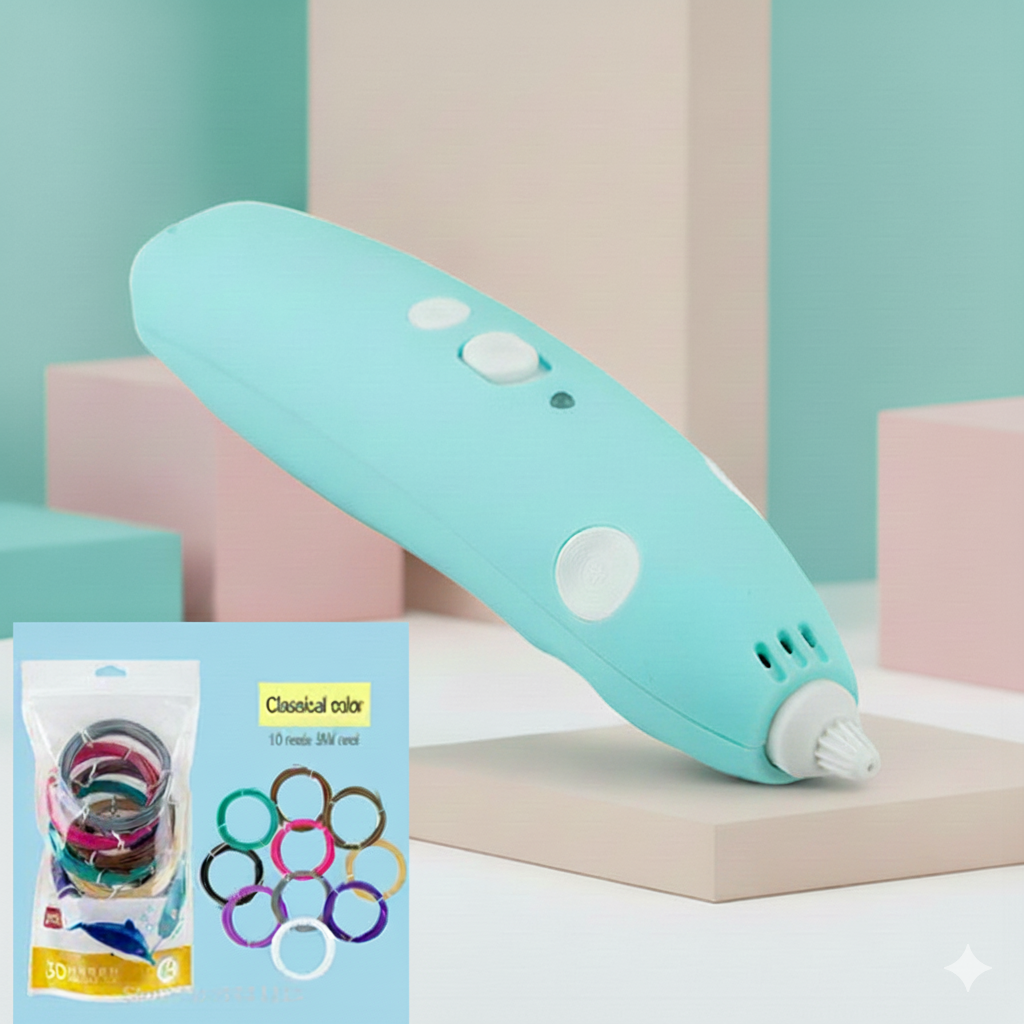 Turquoise hair tie maker with packaging on a pastel background