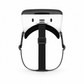 White virtual reality headset with black straps on a white background