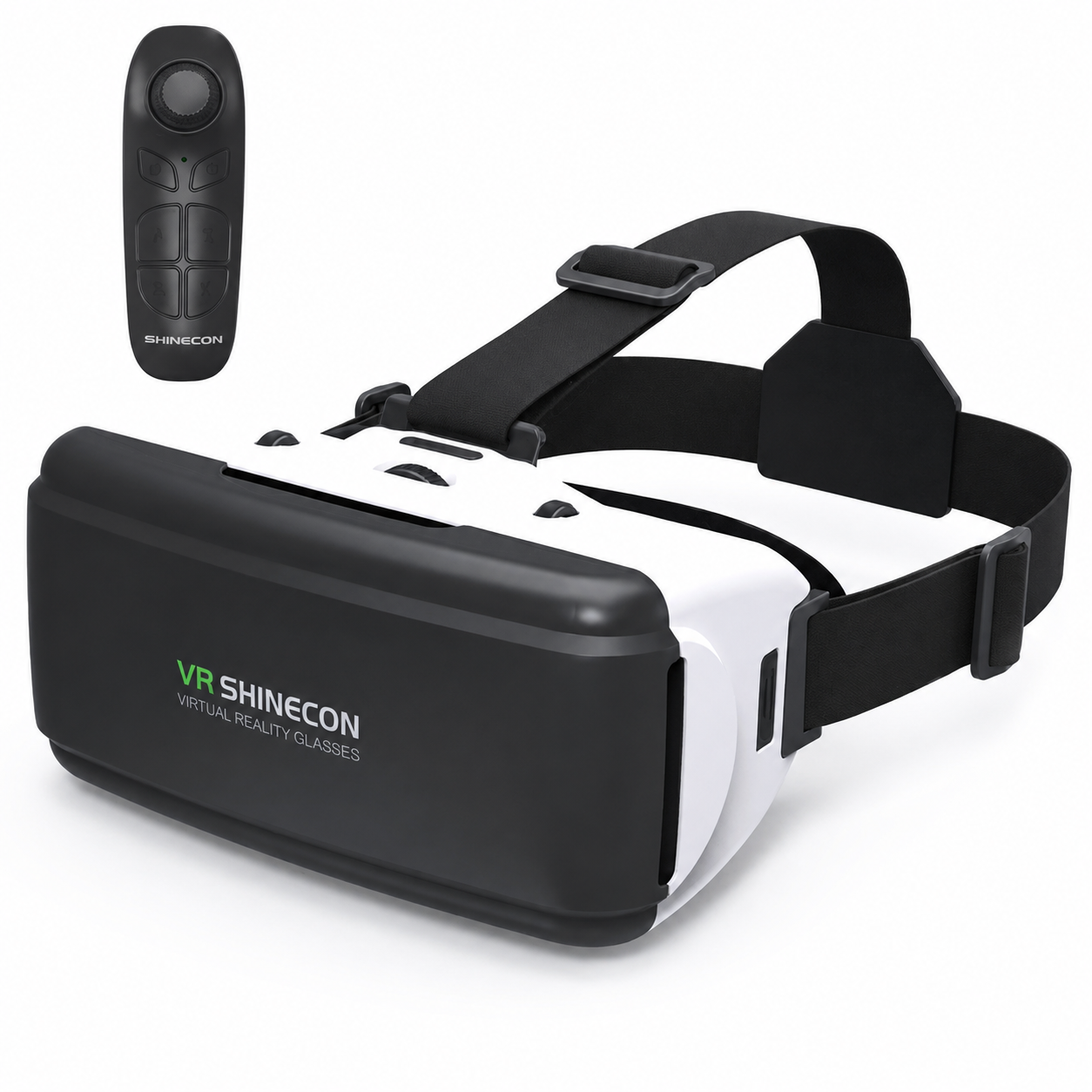 VR Shinecon virtual reality headset with controller on a white background