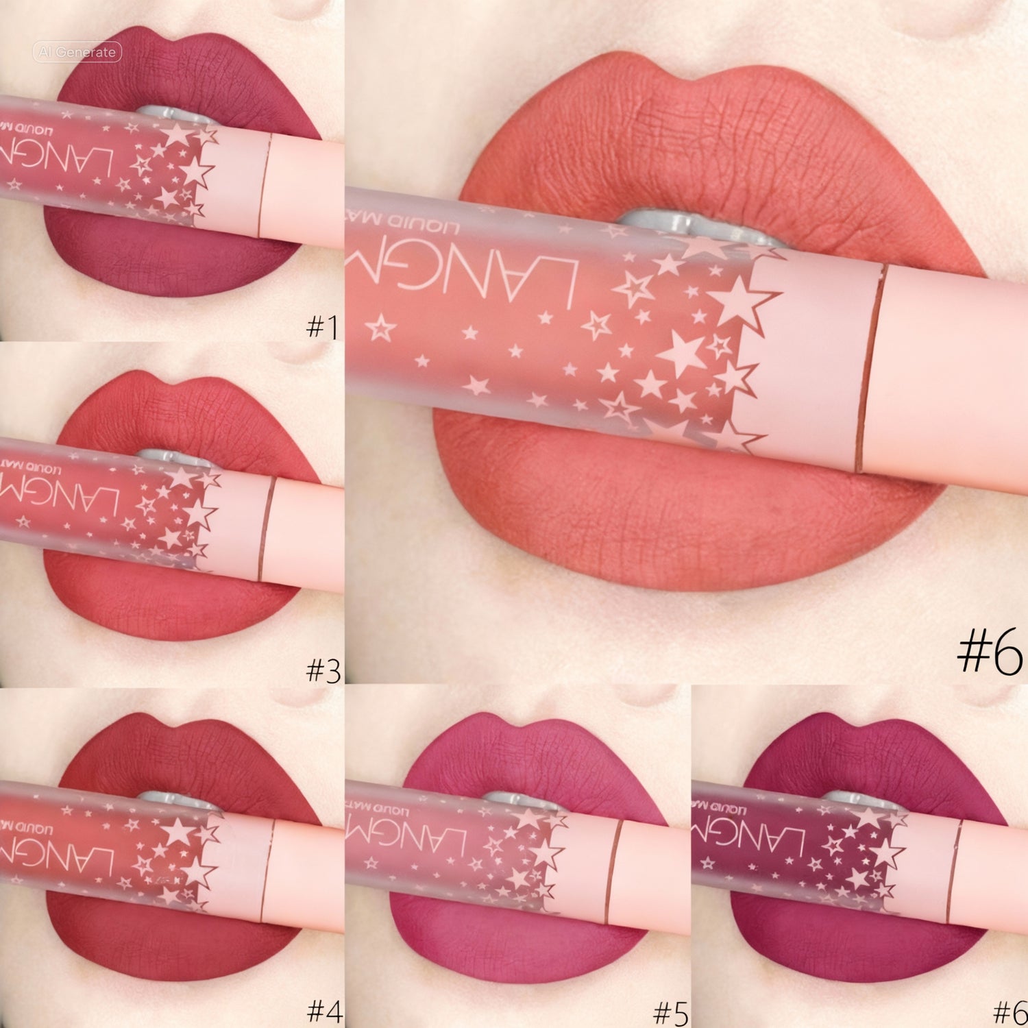 Lanmo lip gloss with star design on a beige background