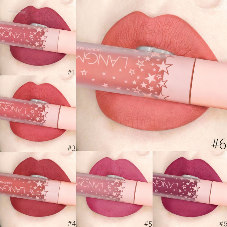 Lanmo lip gloss with star design on a beige background