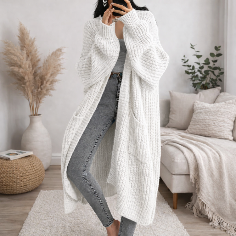 WHITE Women’s Loose Thick Knit Idle-Style Sweater