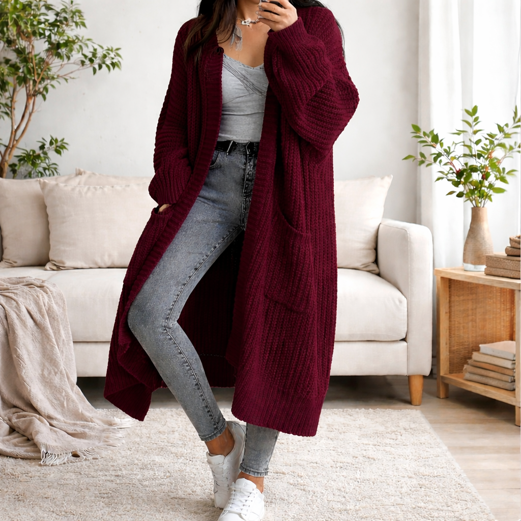 WINE Women’s Loose Thick Knit Idle-Style Sweater