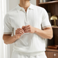 White Polo Shirts for Men – Short-Sleeved Summer Zipper Collar T-Shirt Casual Tops