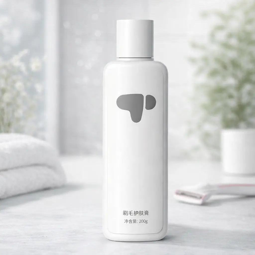 White bottle with a logo on a light background