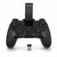 Black gaming controller with USB receiver on a white background
