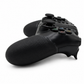 Black gaming controller on a white background