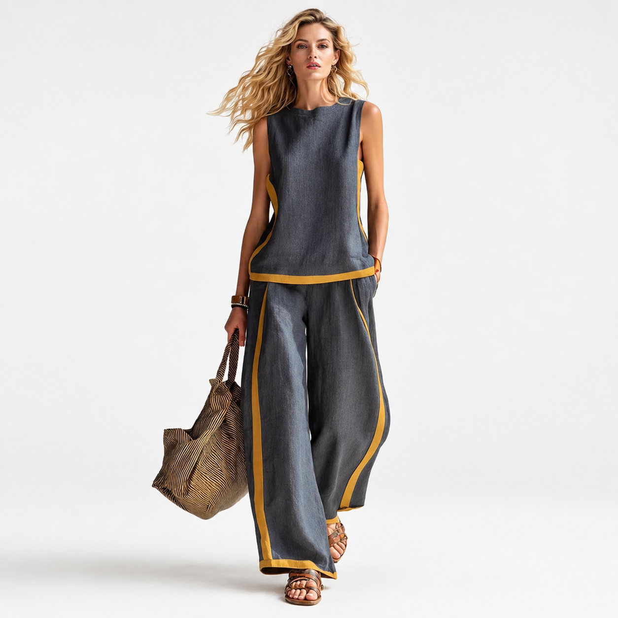 Women’s Two-Piece Outfit | Loose Pants With Sleeveless Top