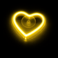 Yellow heart-shaped neon light on a black background
