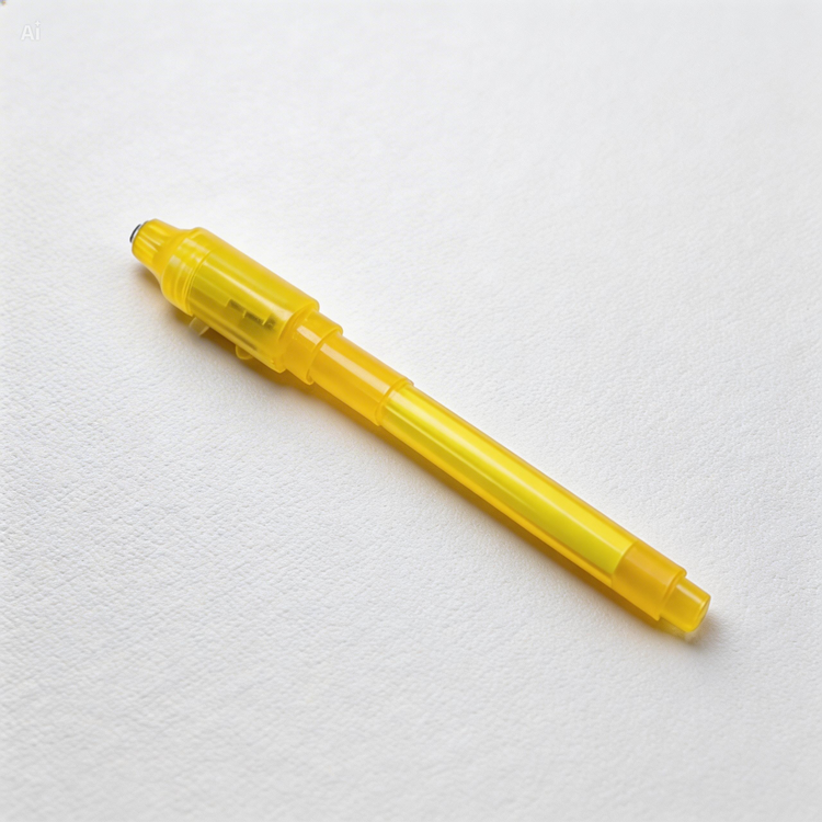 Yellow pen on a white background