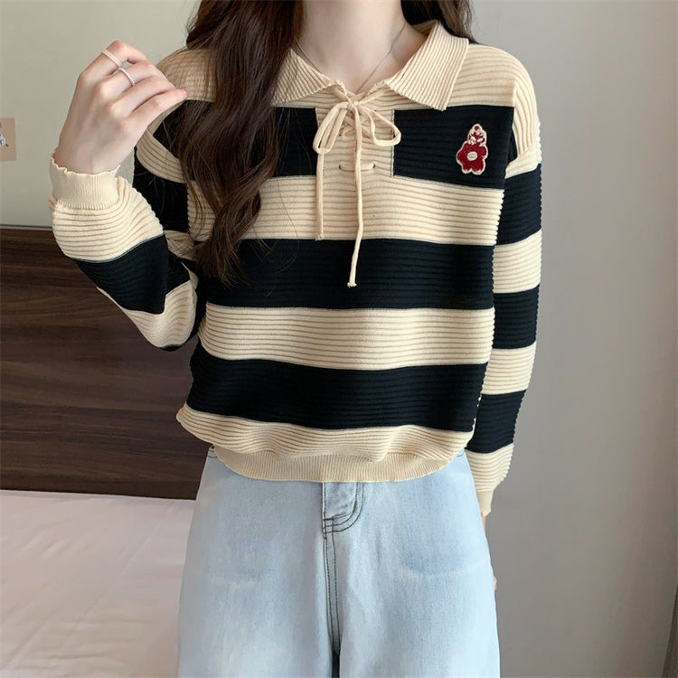Autumn New Fashion Striped Clothes Women Black Average Size