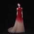 Women Still Temperament Elegant Banquet Performance Clothes Wine Red