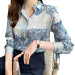 Women’s Printed Lapel Chiffon Shirt