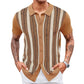 Men’s Casual Striped Jacquard Knitted Polo