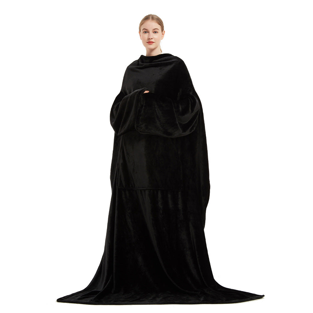 Woman wearing a black abaya on a white background