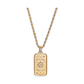 gold tarot necklace with sun design pendant featuring a sparkling gemstone