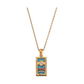 tarot necklace with gold chain and colorful sun pendant featuring gemstones