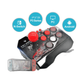 4-in-1 wired game joystick with red buttons and compatibility icons