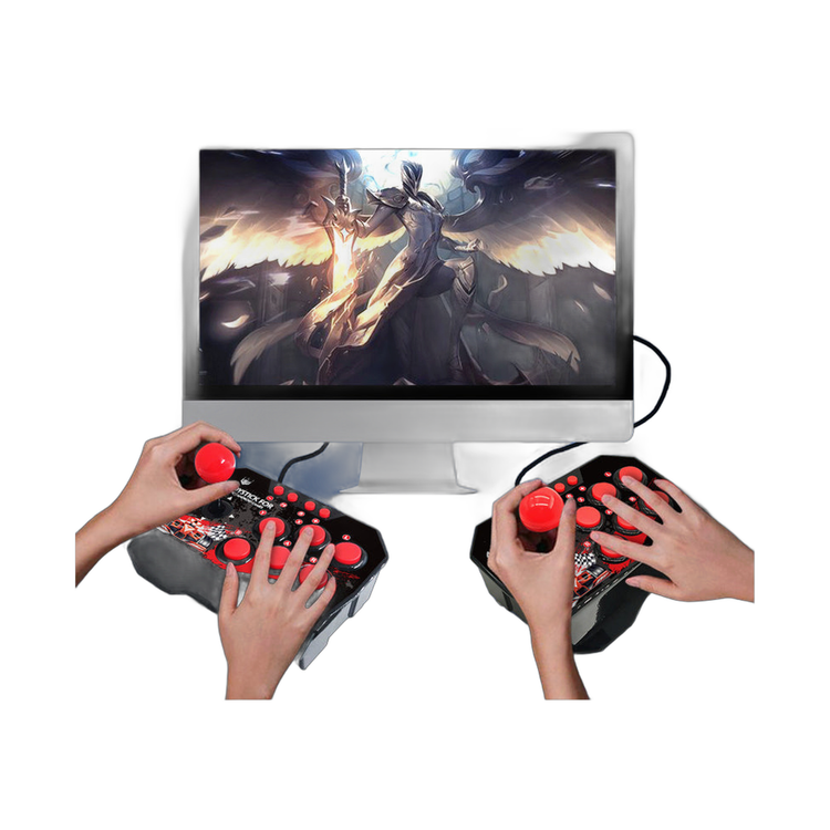 wired joystick with red buttons and usb cable highlighted