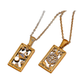 gold chain necklace with knight of cups tarot card pendant and detailed artwork