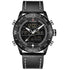 NAVIFORCE 9144 Fashion Gold Men Sport Watches Mens LED Analog Digital Watch Army Military Leather Quartz Watch Relogio Masculino Black white