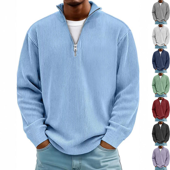 Men’s Corduroy Stand-Collar Zip Sweatshirt